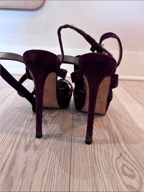 Stuart Weitzman Plum Suede Stiletto Sandals